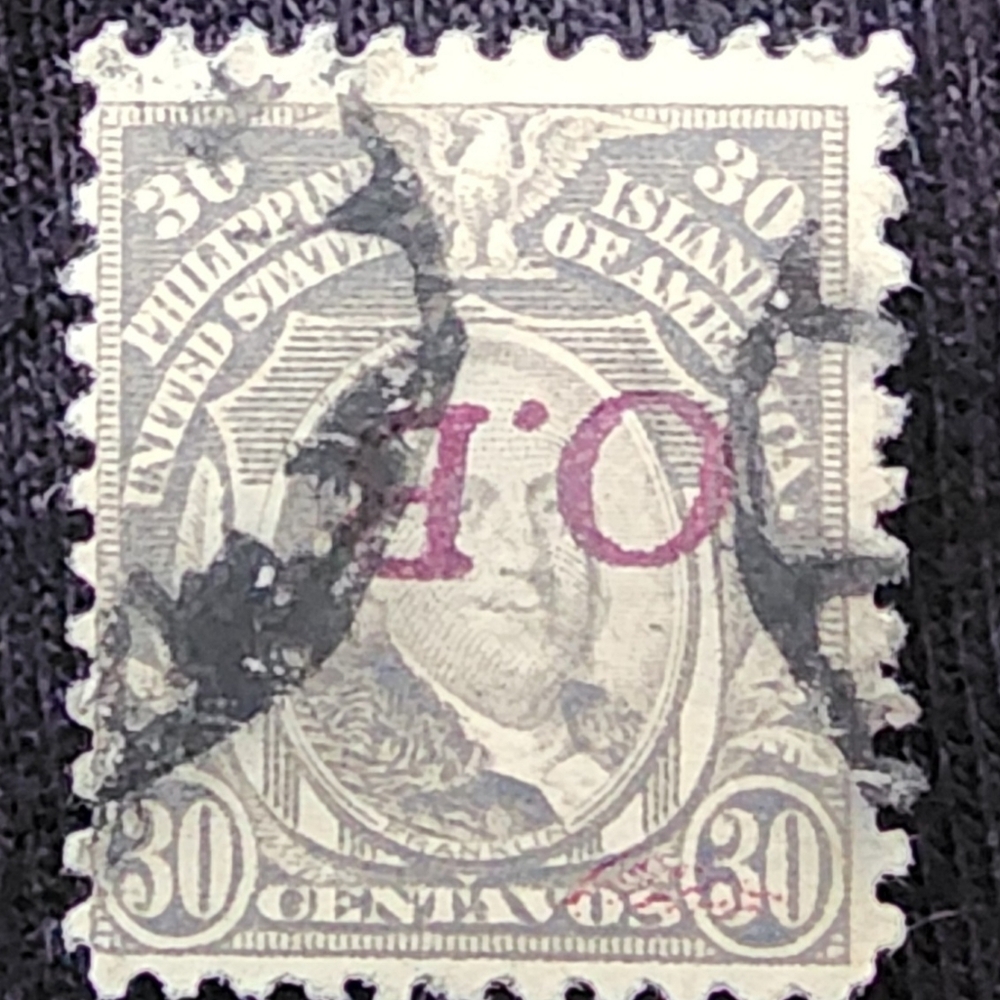 Vintage Philippines Stamp  30 Centavos Stamp Hand Stamped OB